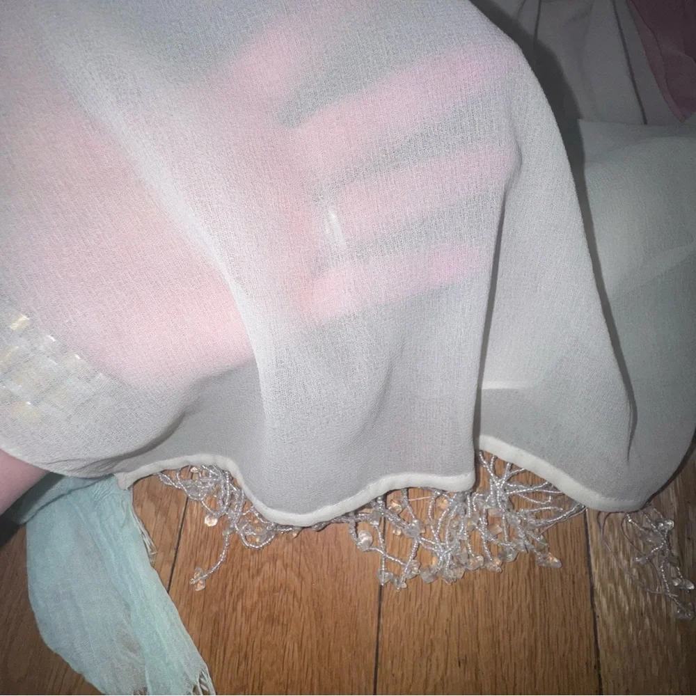 3 Elegant Shear Scarves- Lightweight Scarf Trio in Mint, Cream & Pink